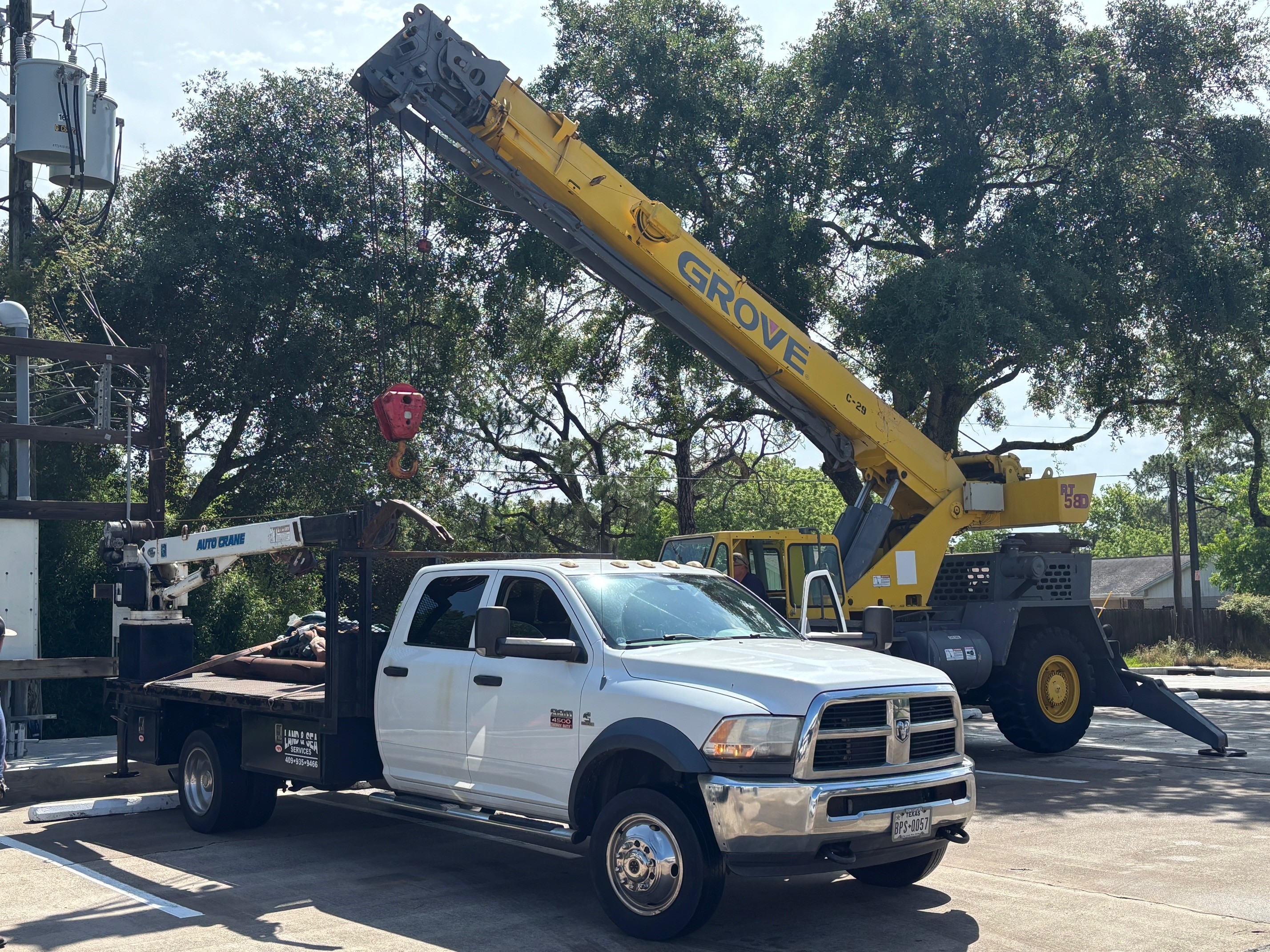 Land & Sea crane truck ready for a lift