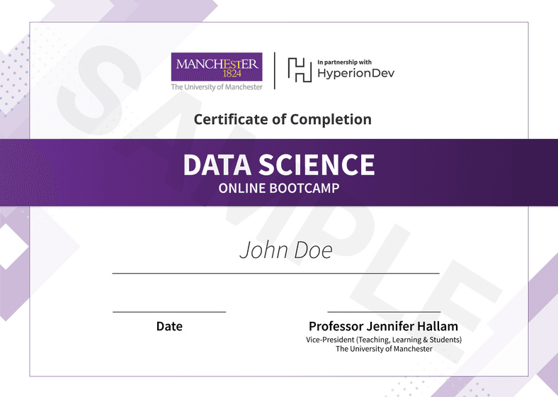 Certificate for the bootcamp