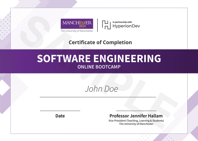 Certificate for the bootcamp