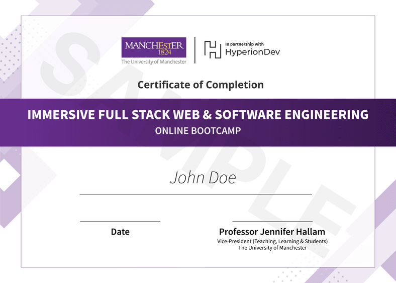 Certificate for the bootcamp