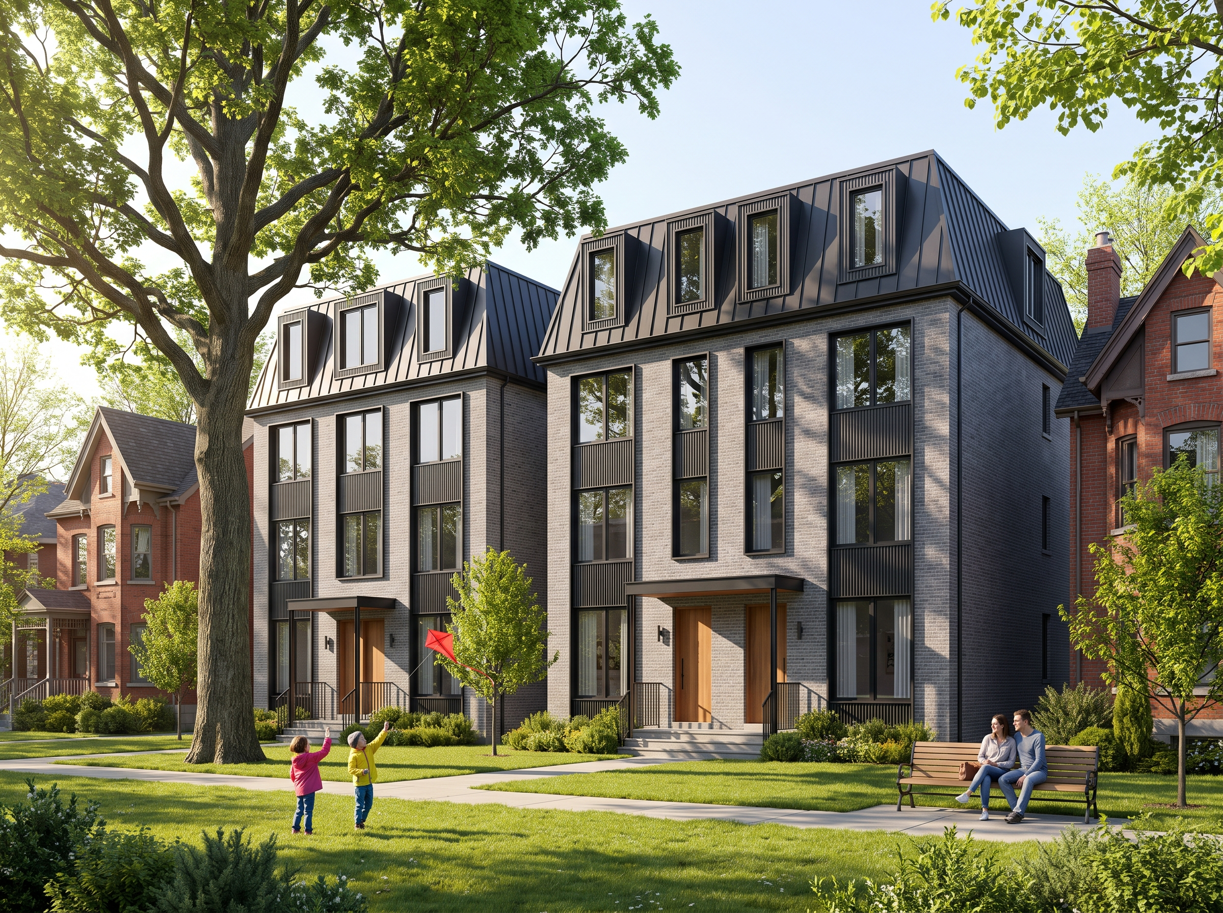 Finished fourplex exterior