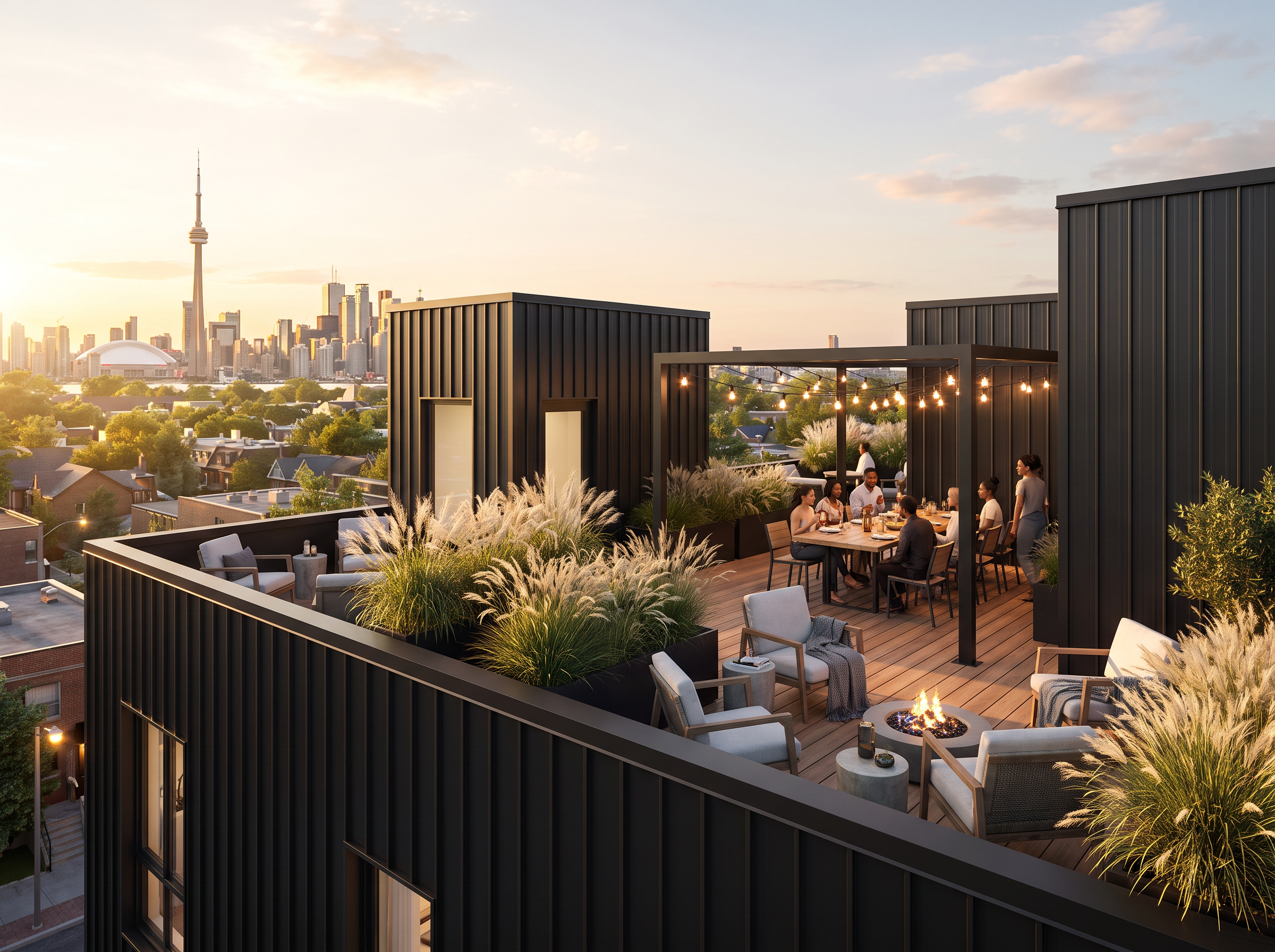 Aerial view over Toronto rooftops