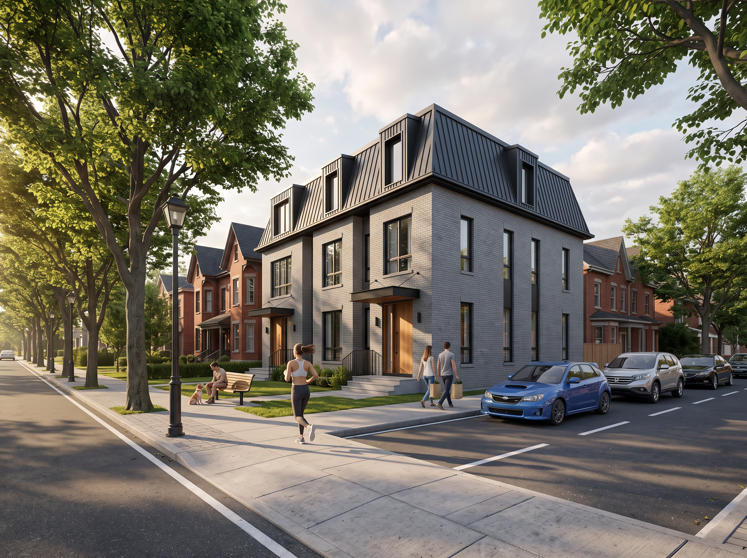 Completed Plexworks fourplex, street view