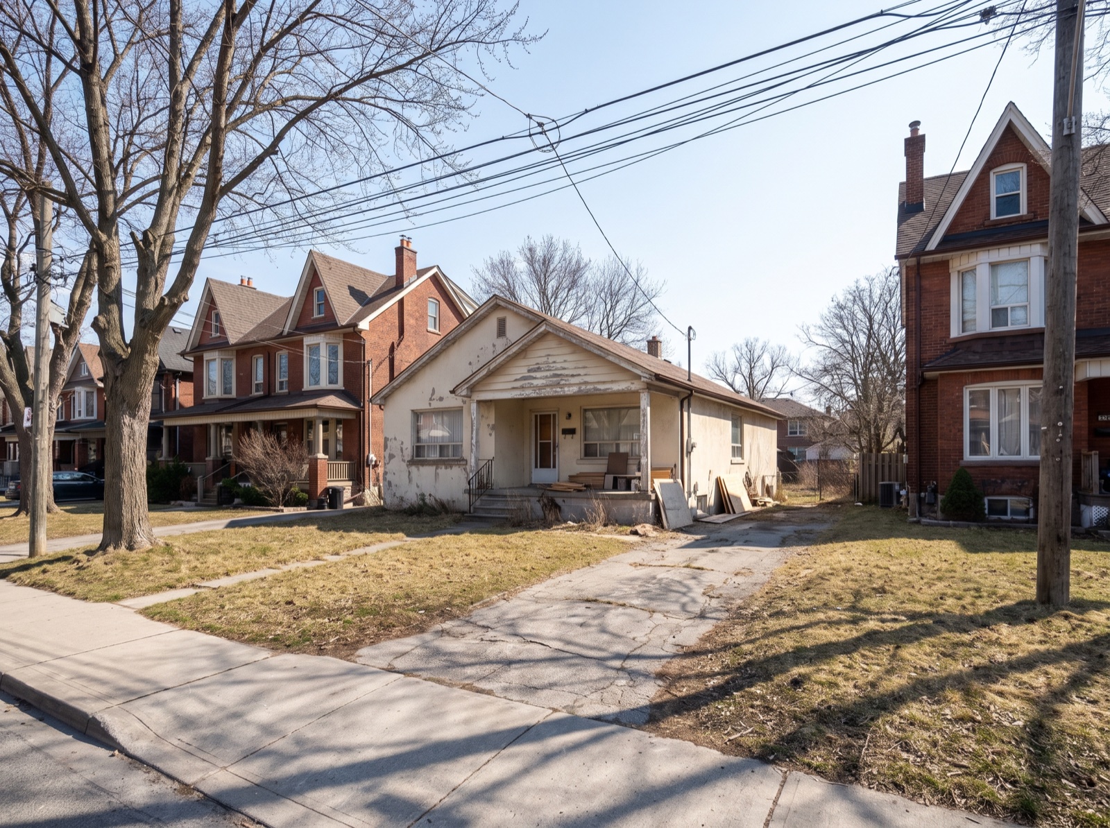 Single house on a wide lot, before photo