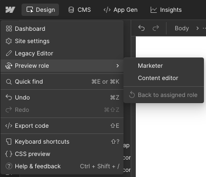 How to navigate to build mode in the webflow designer