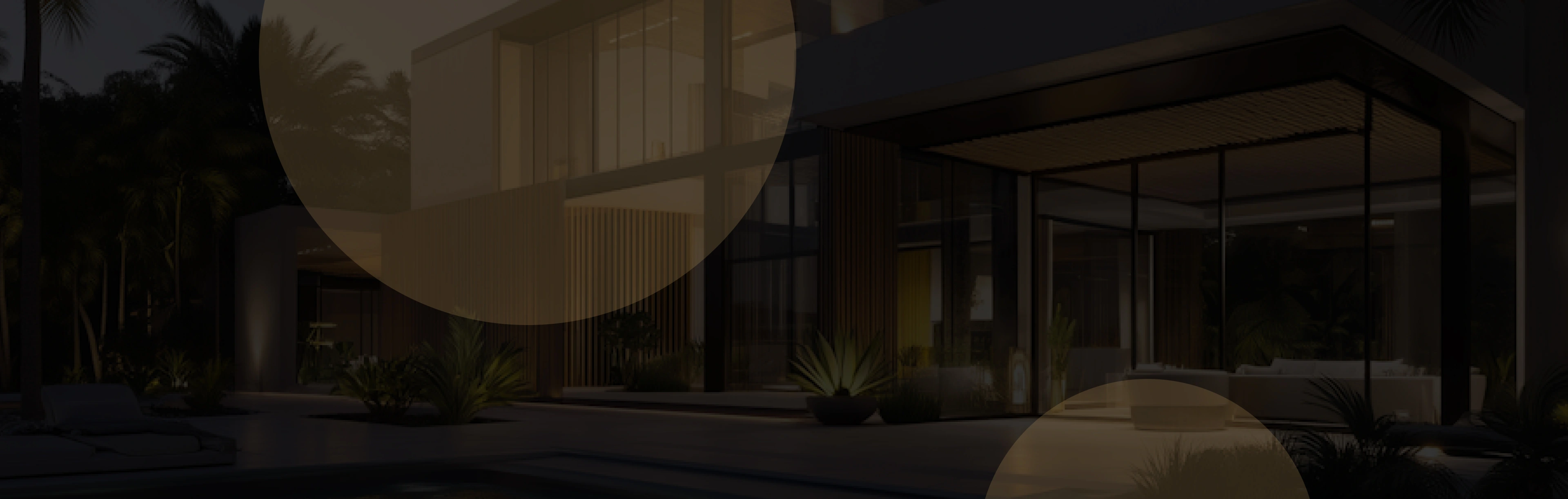 Modern home exterior at dusk