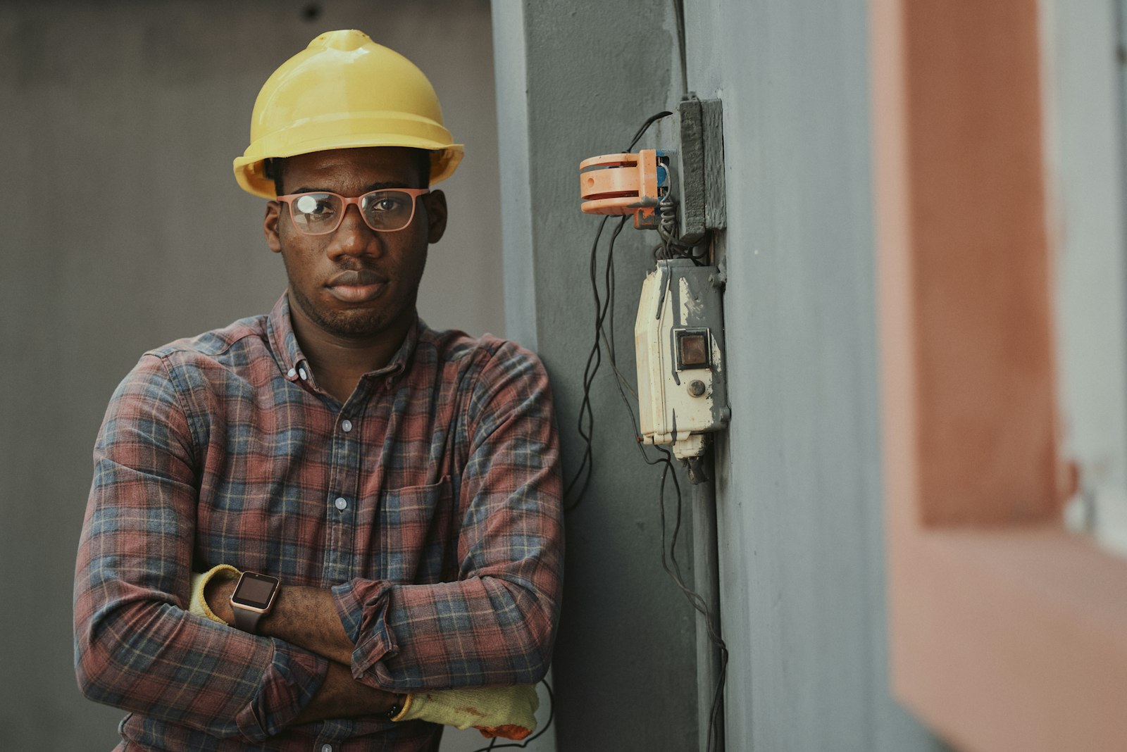 Engineer in a hard hat on site
