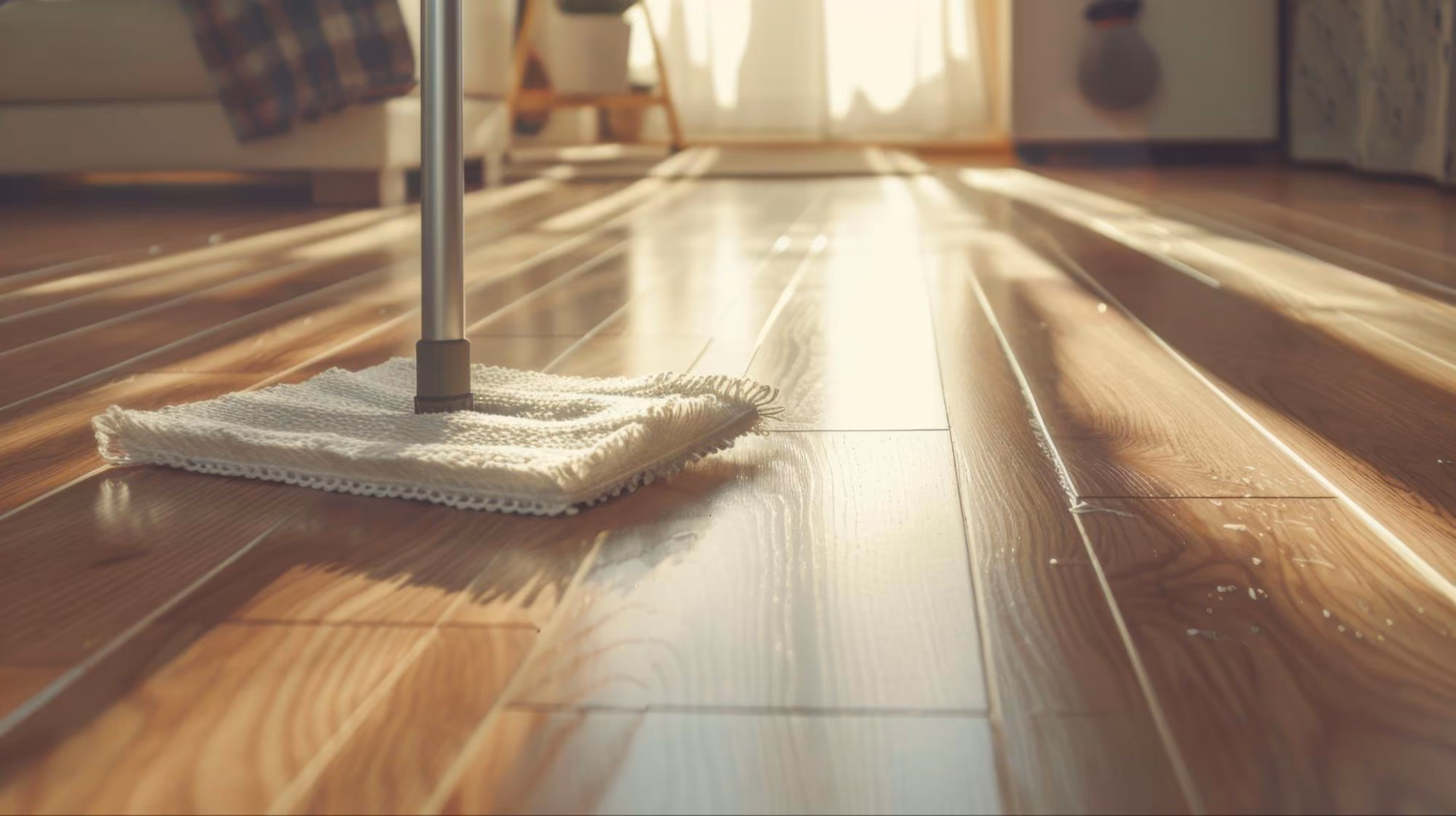 Sunlit hallway with hardwood flooring and natural light streaming across the boards