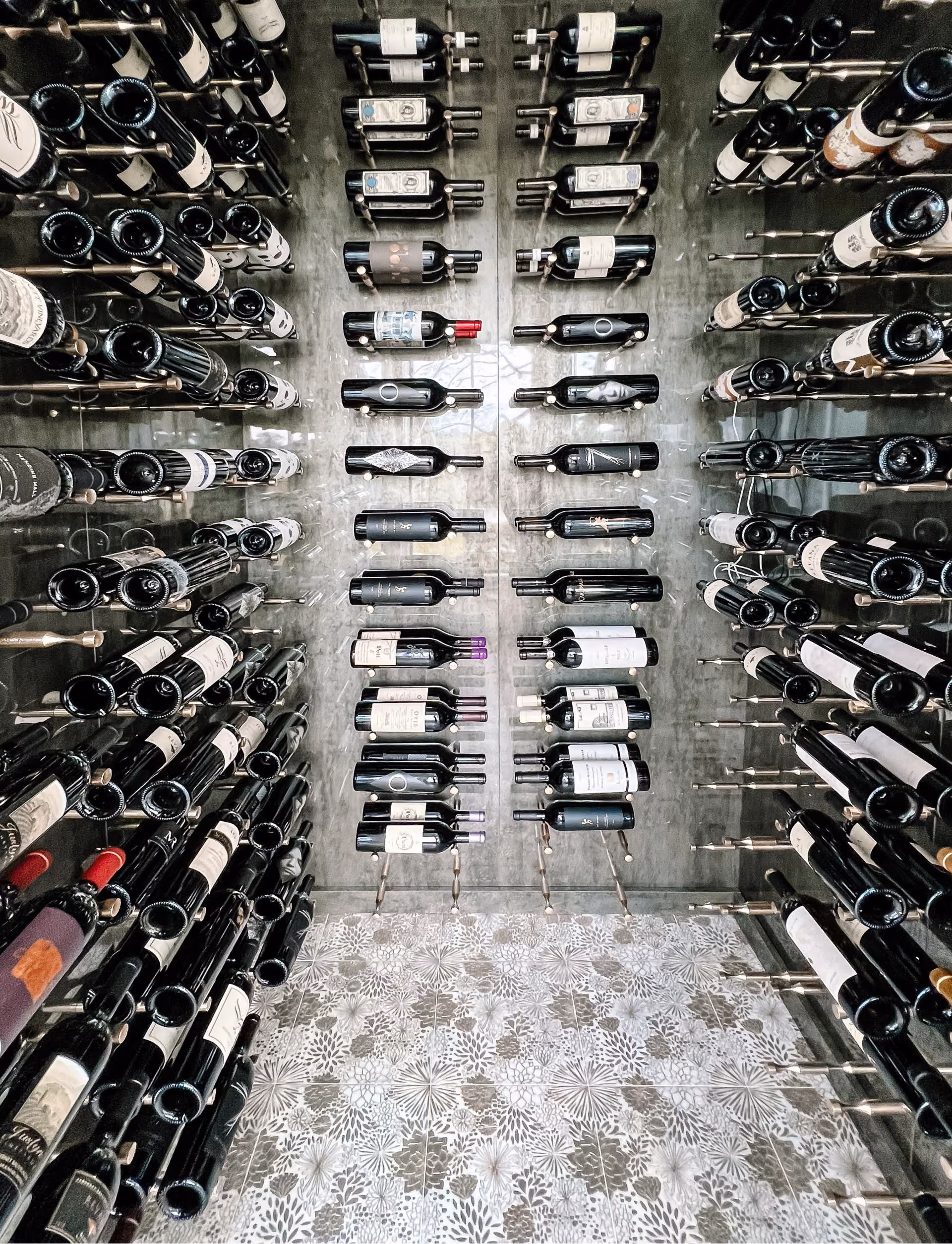 Wine cellar with wine bottle storage racks