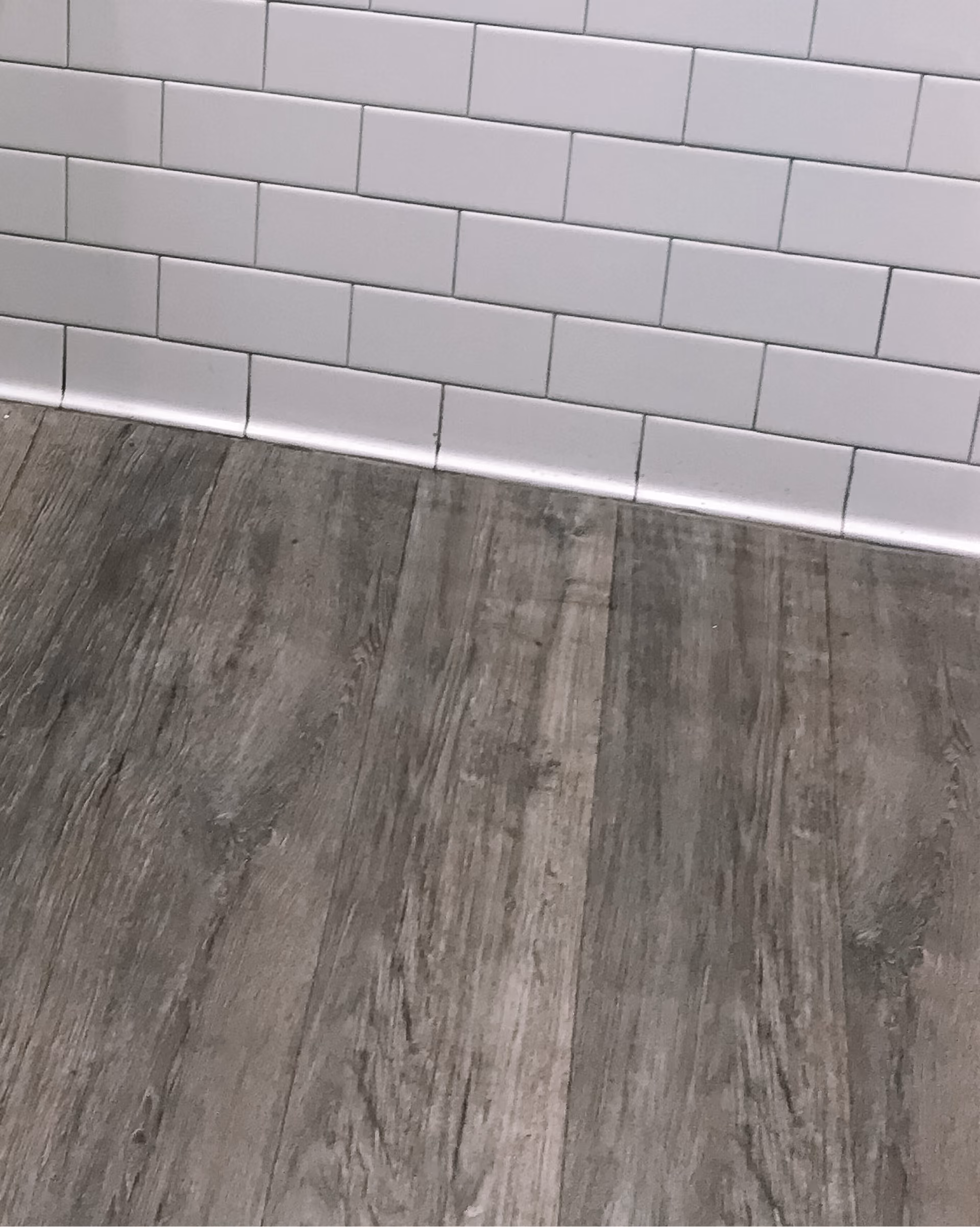 School hallway with dark wood-look flooring