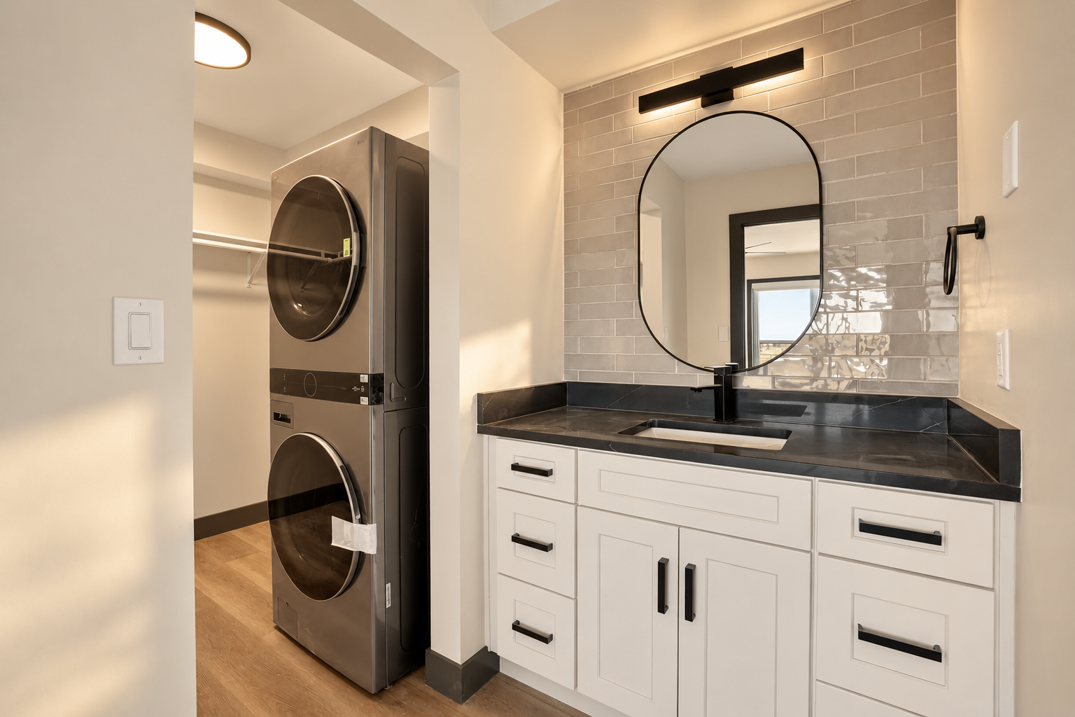Bathroom with white cabinets