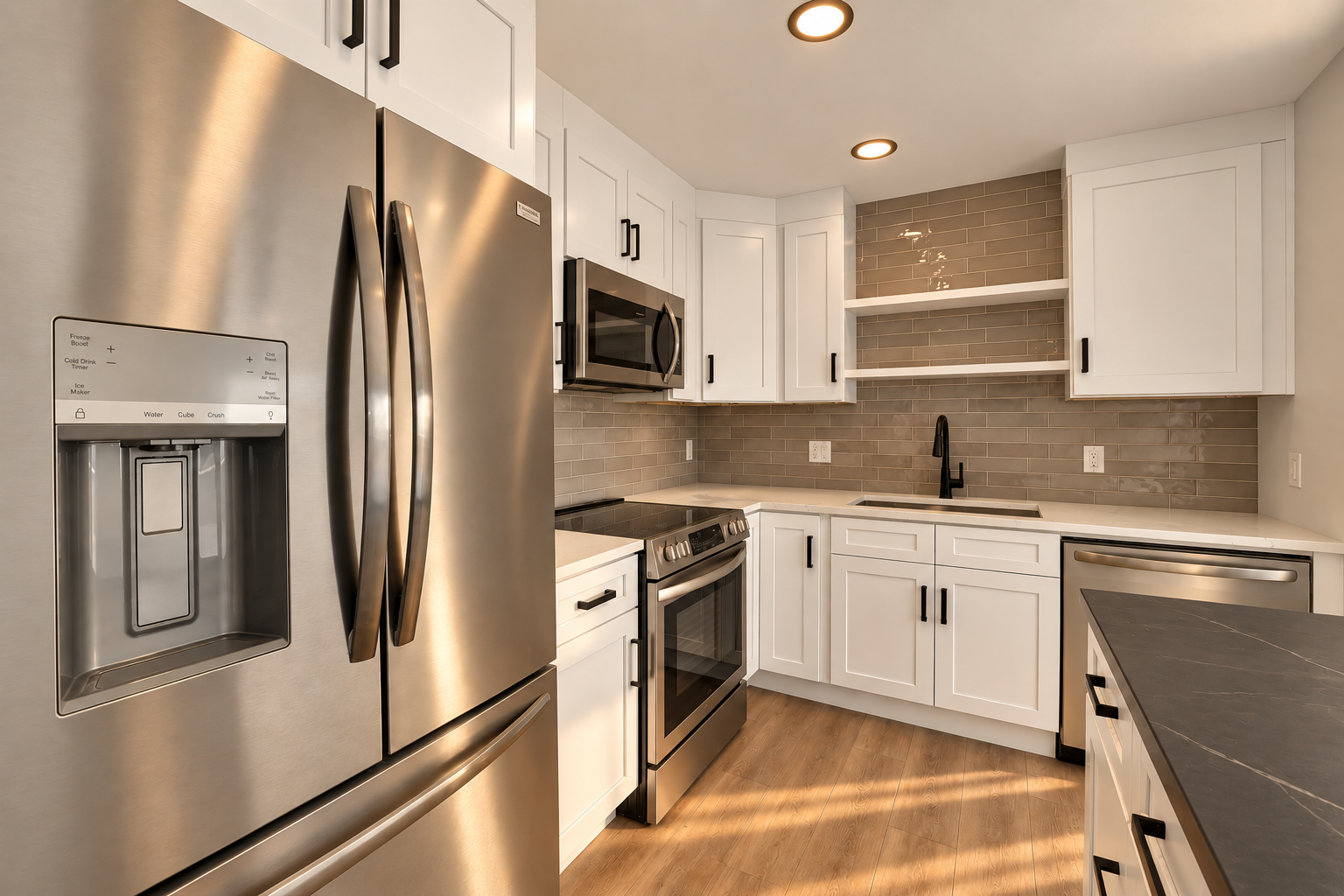 Kitchen with white cabinets