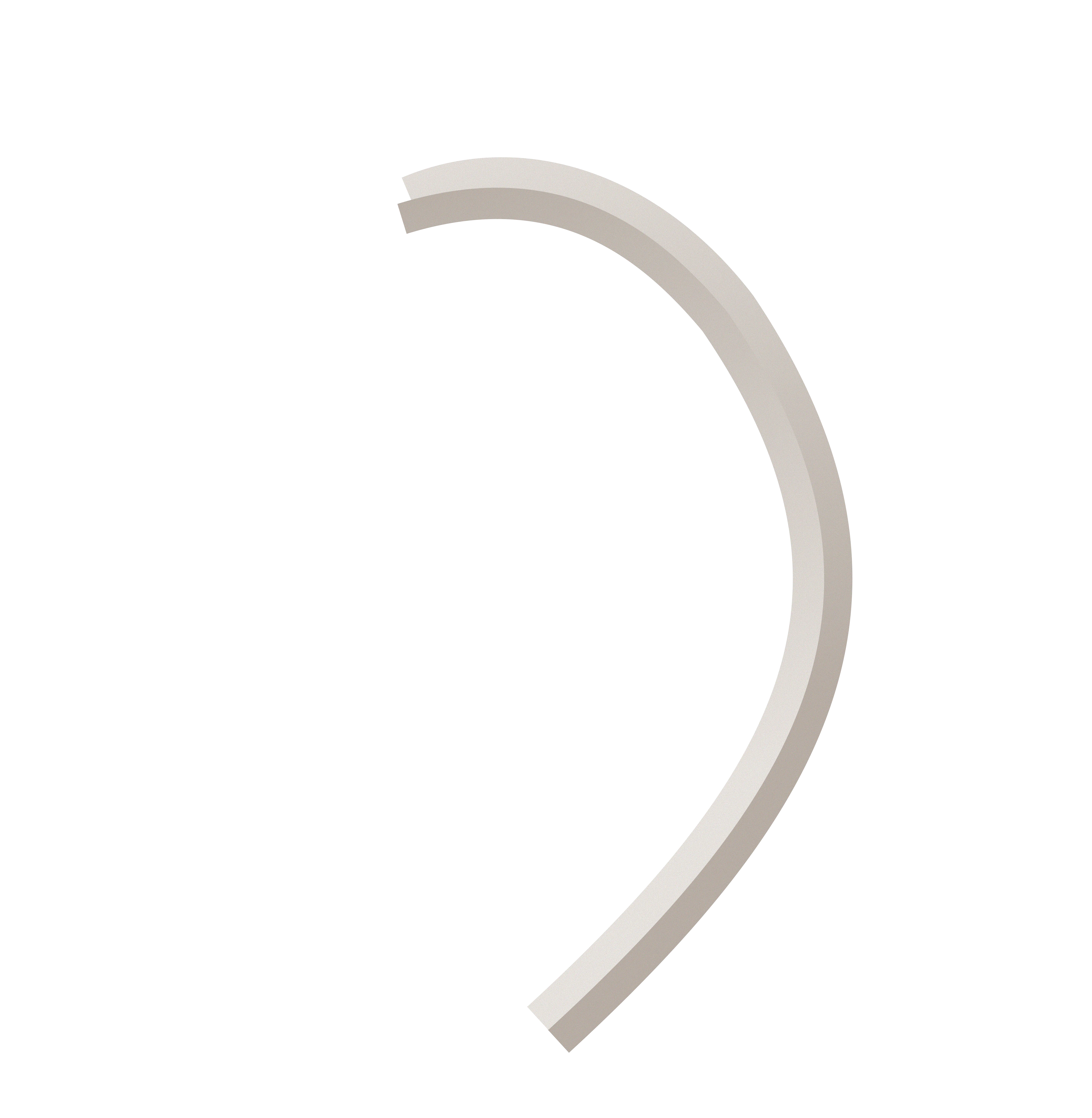 Curved, light gray double stripe on a black background resembling a stylized leaf or wing.