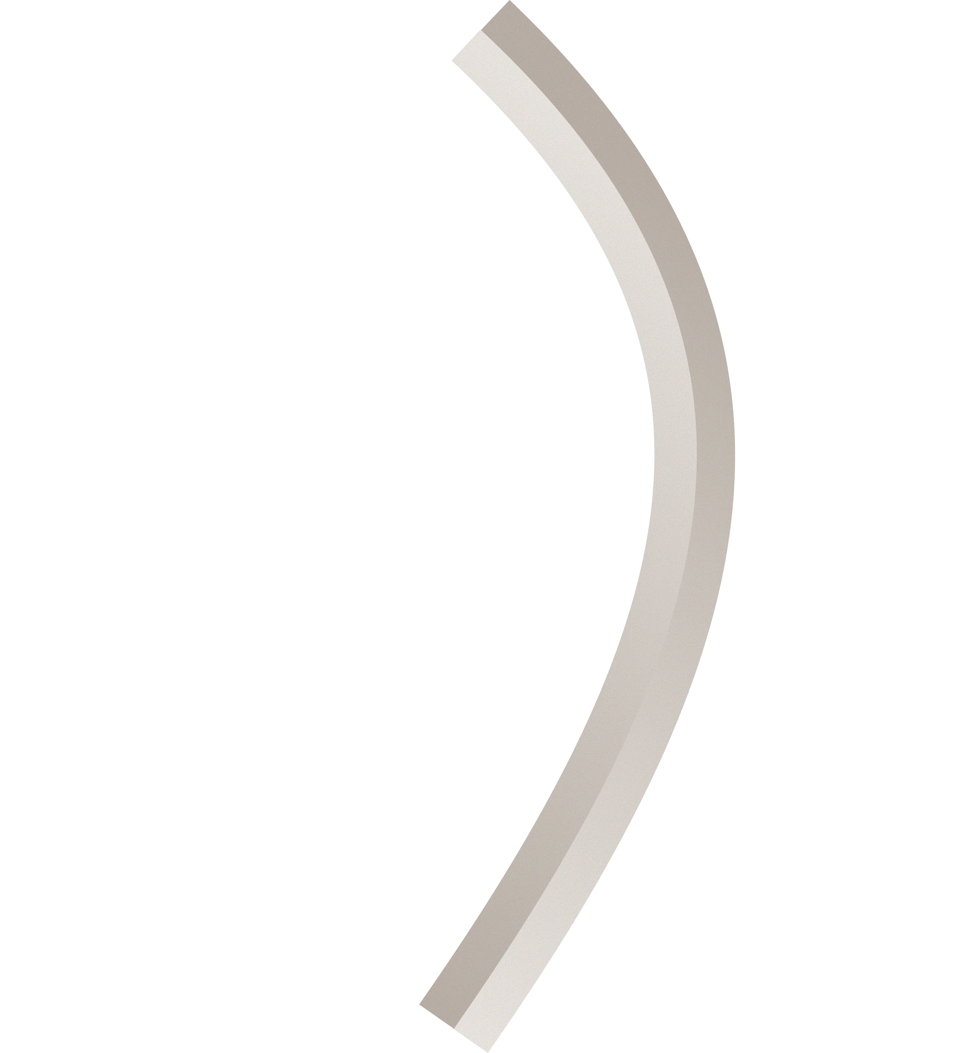 Curved beige brushstroke or ribbon shape on a black background.