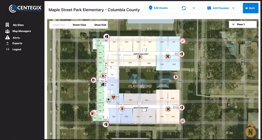 Hybrid view of the CENTEGIX Safety Blueprint digital mapping tool.