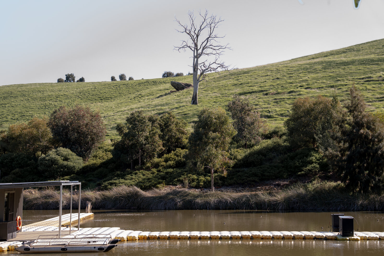 Pontoons on the marron dam