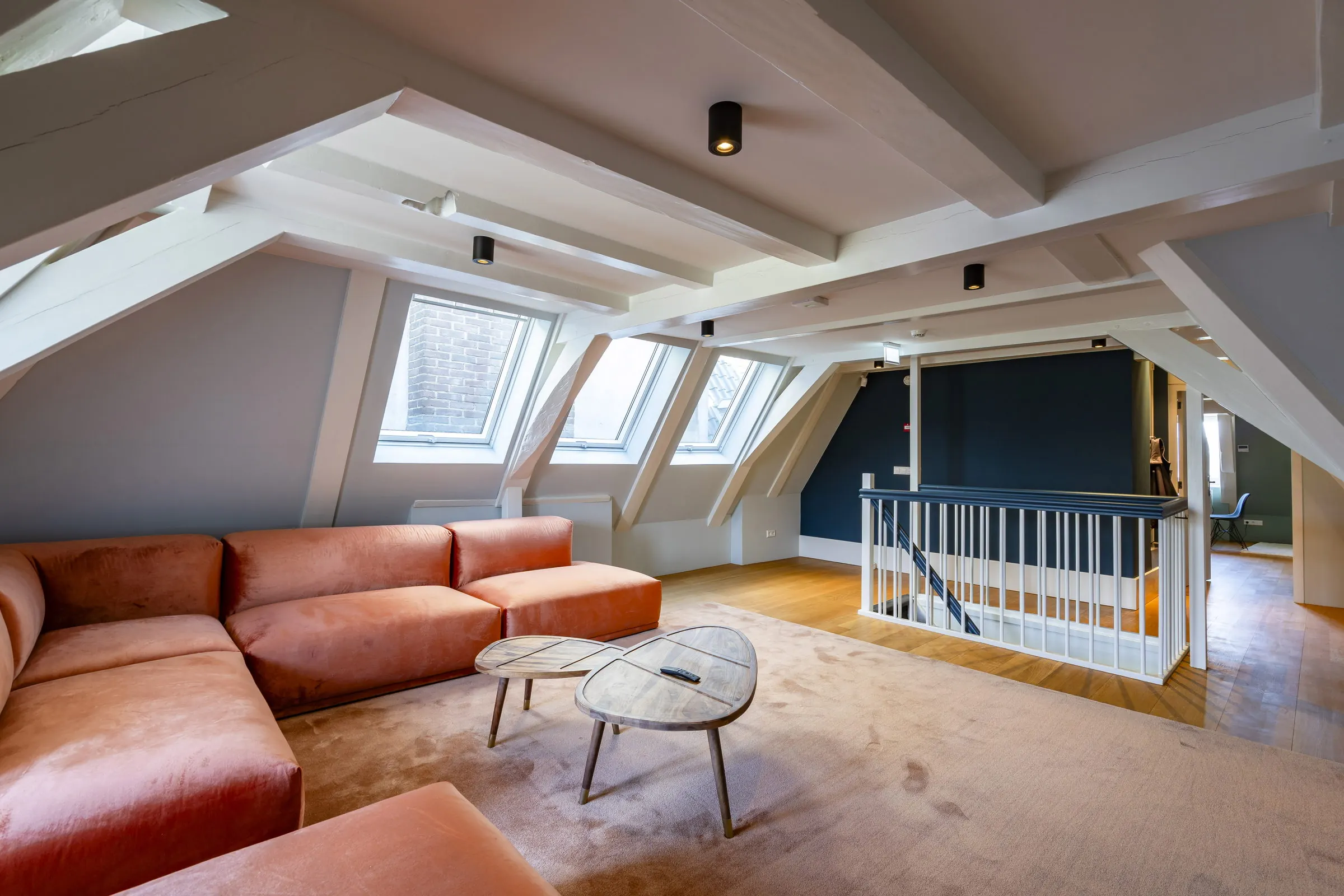 Attic lounge under the skylights