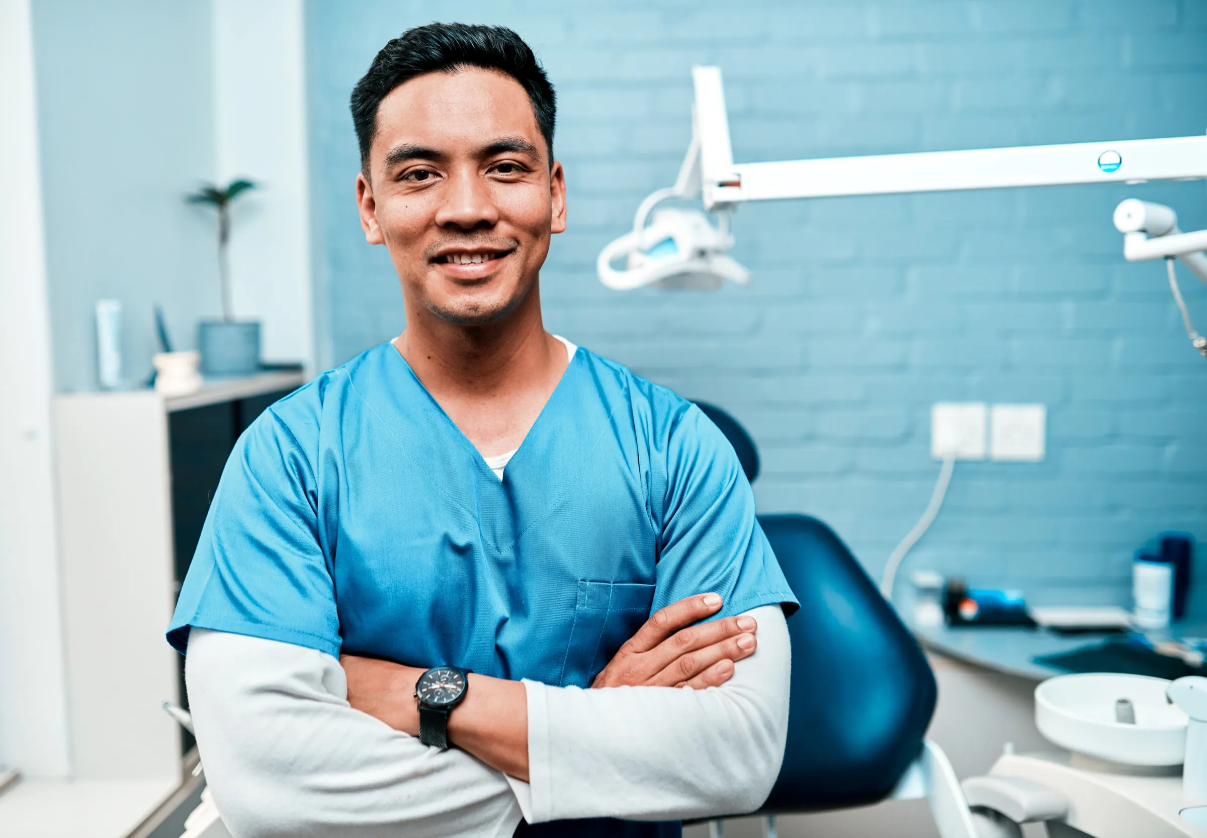 Dentist standing in a dental clinic
