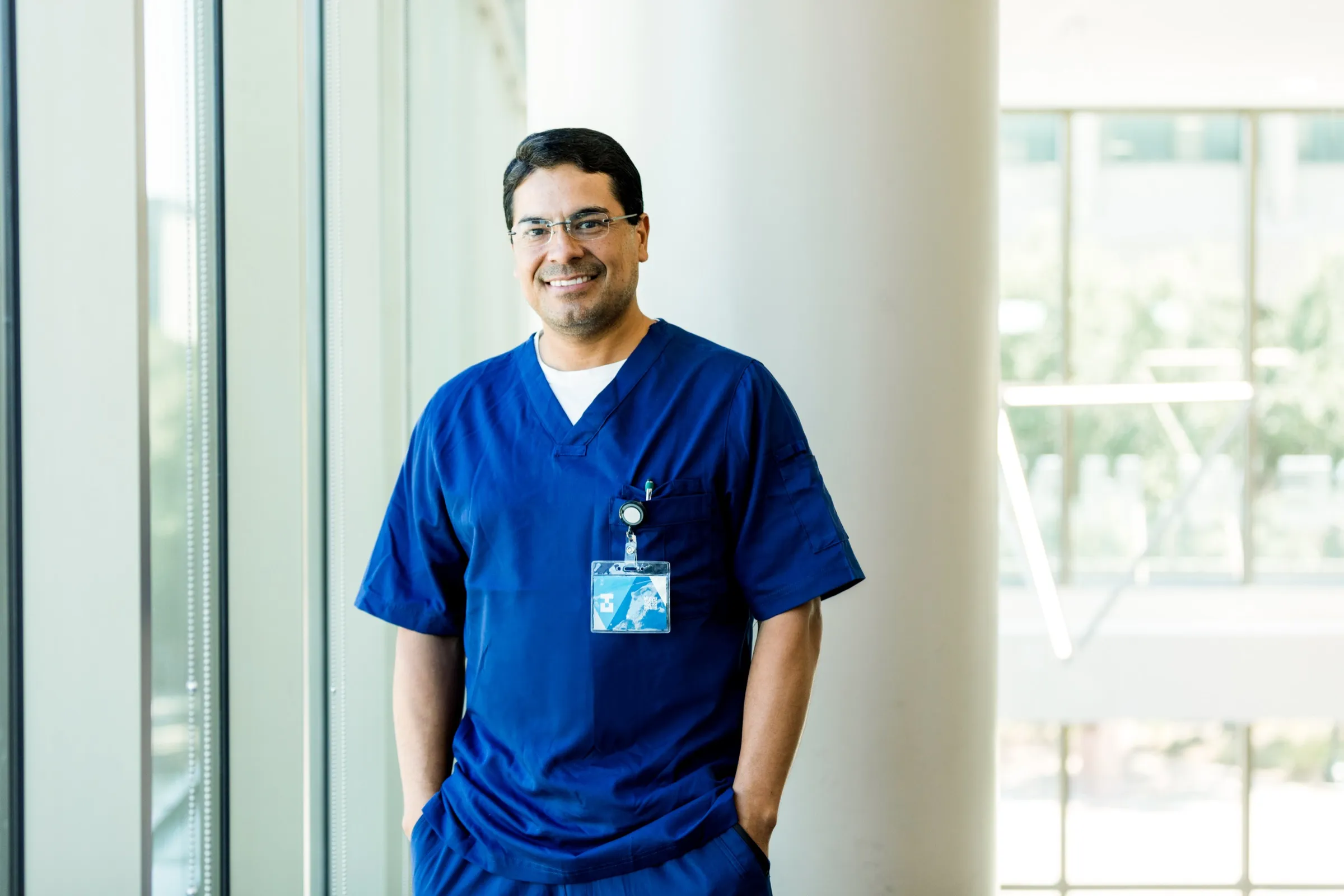 Nurse standing in a hospital corridor