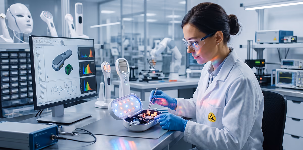 Engineer testing an LED device