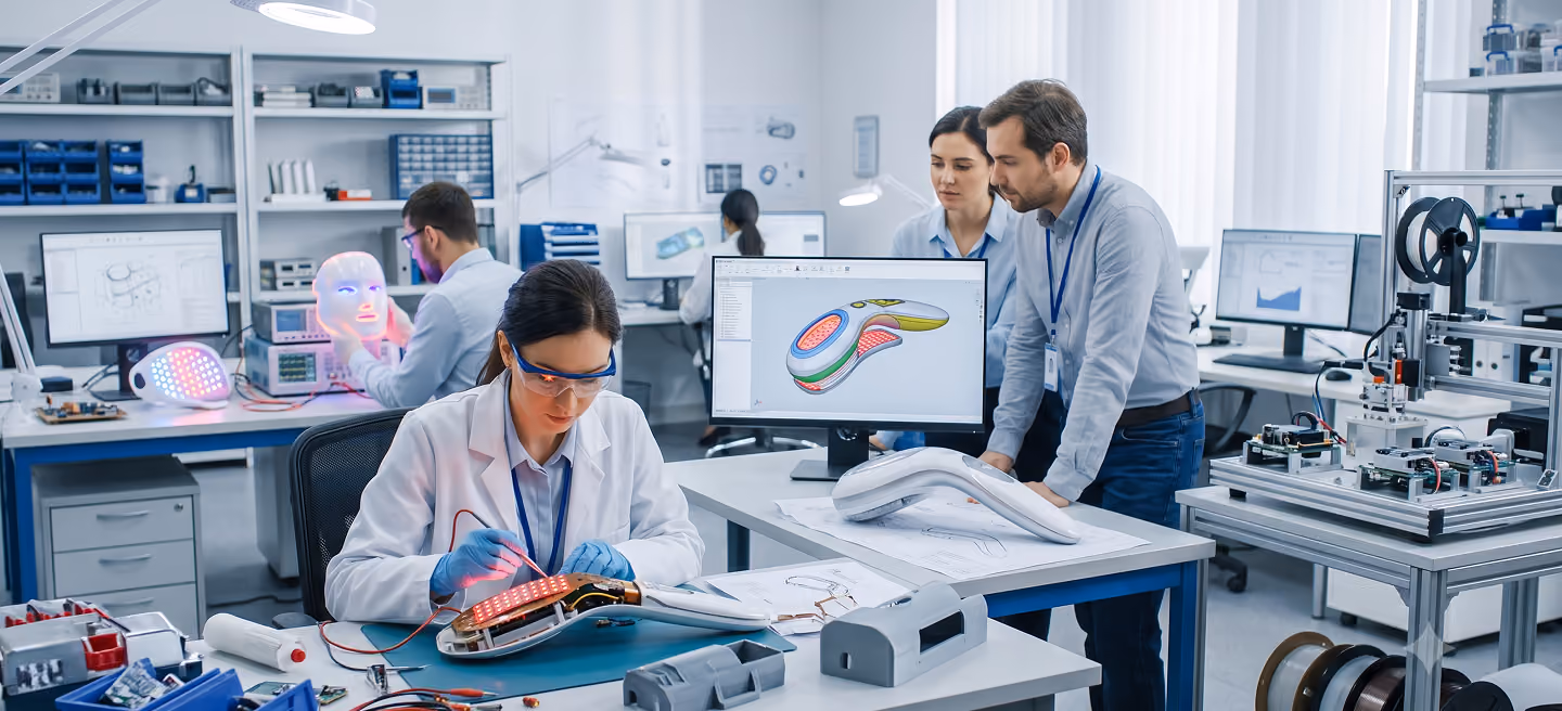 Engineers reviewing device data