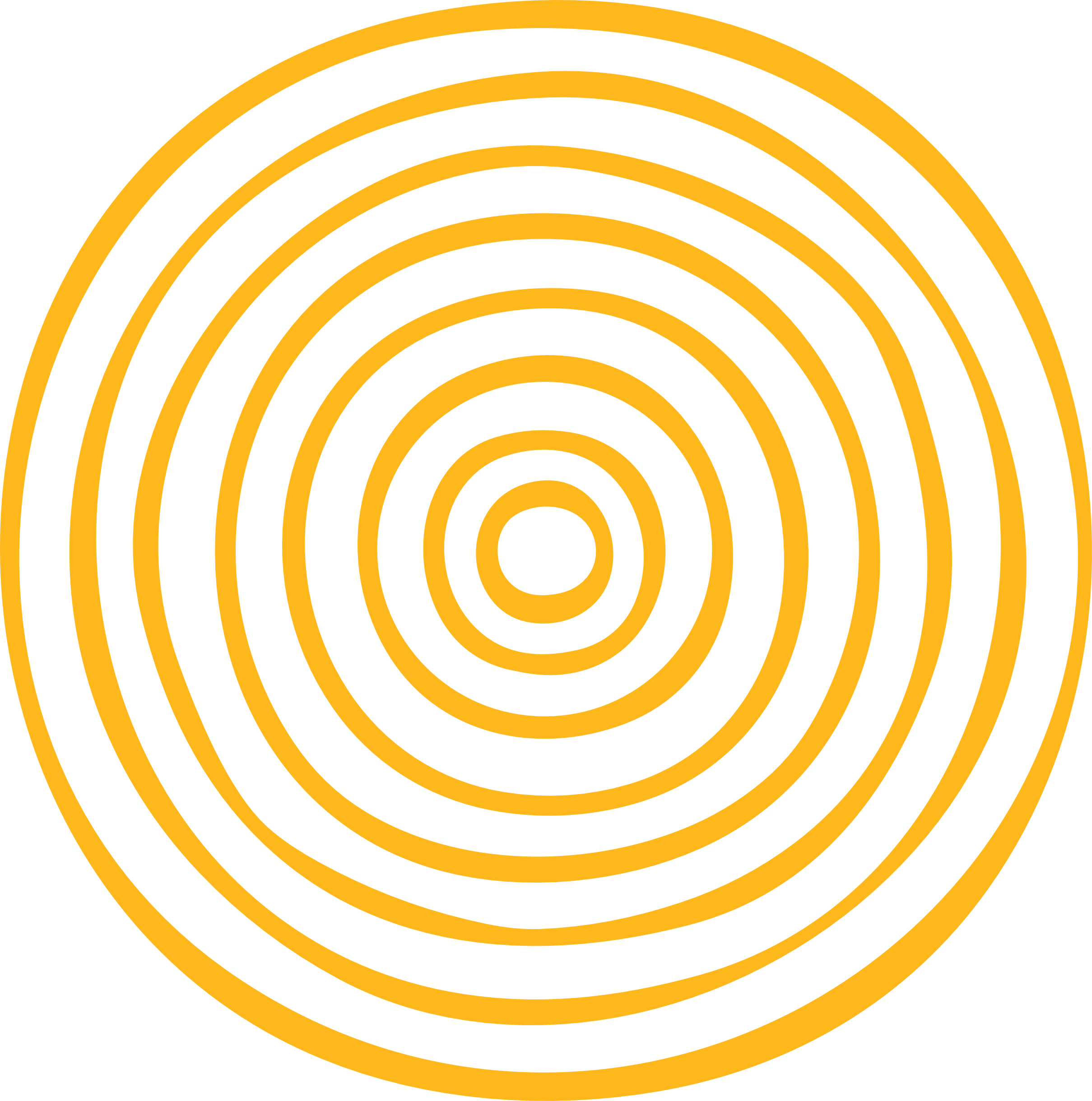 Concentric orange circles forming a ripple pattern on a transparent background.