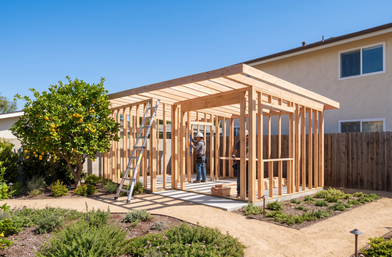 Framing crew building on site