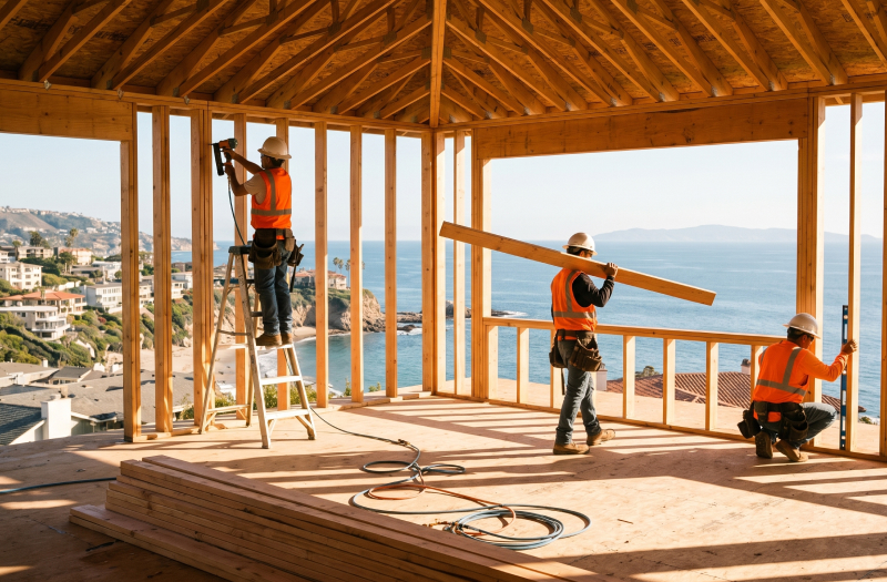 Framing crew building on site