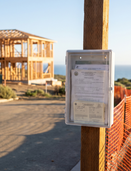Permit documents posted on a job site