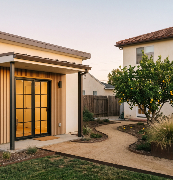 Accessory dwelling unit in a backyard