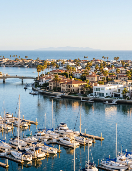 Aerial view of an Orange County coastal neighborhood