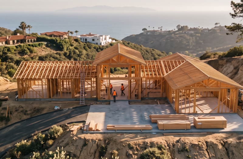 Framing crew building on site