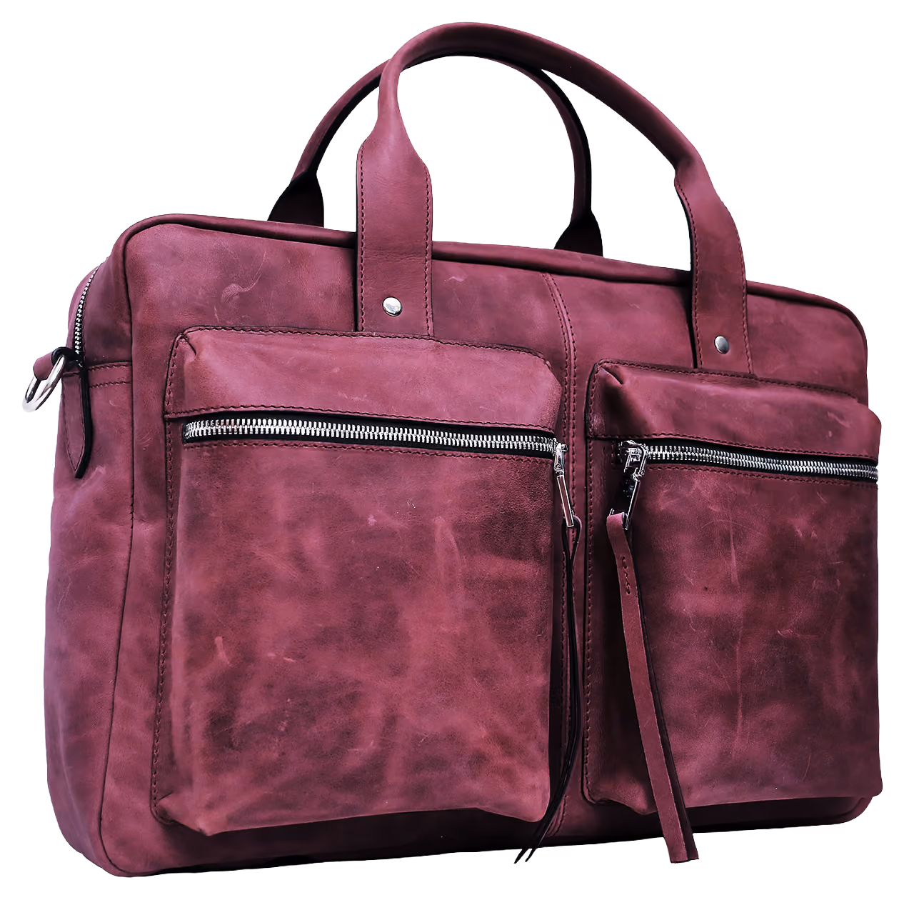 Messenger in burgundy, three quarter view, same pattern as the black
