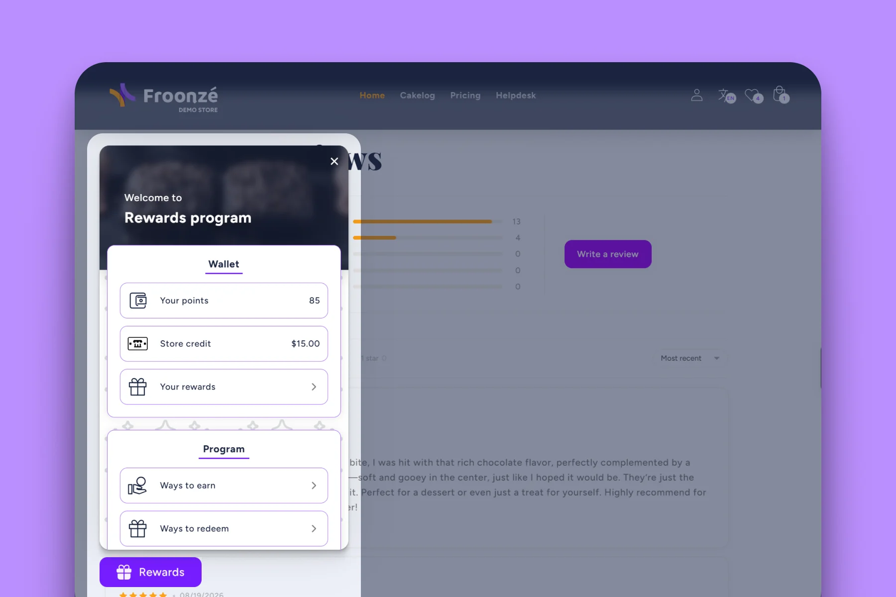 Froonze loyalty floating widget