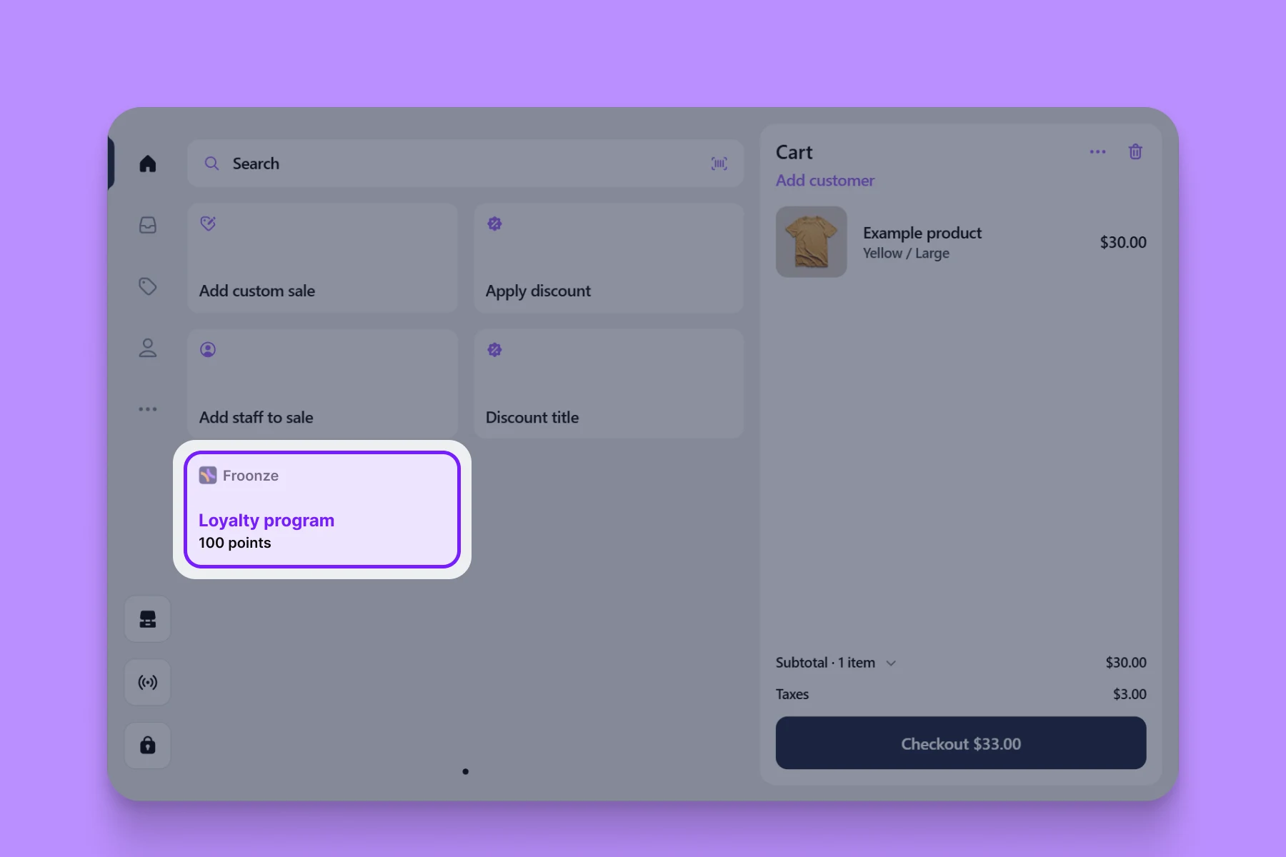 Froonze loyalty tile on Shopify POS