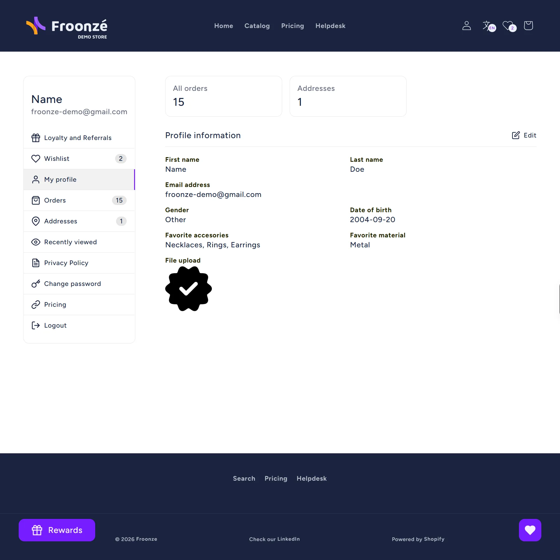 Froonze Accounts Plugin