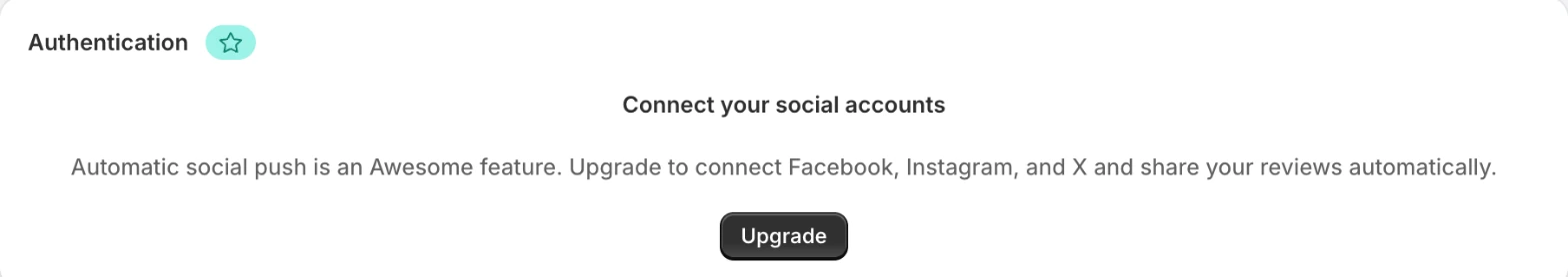 Screenshot: Judge.me social push page saying automatic social push is an Awesome feature.