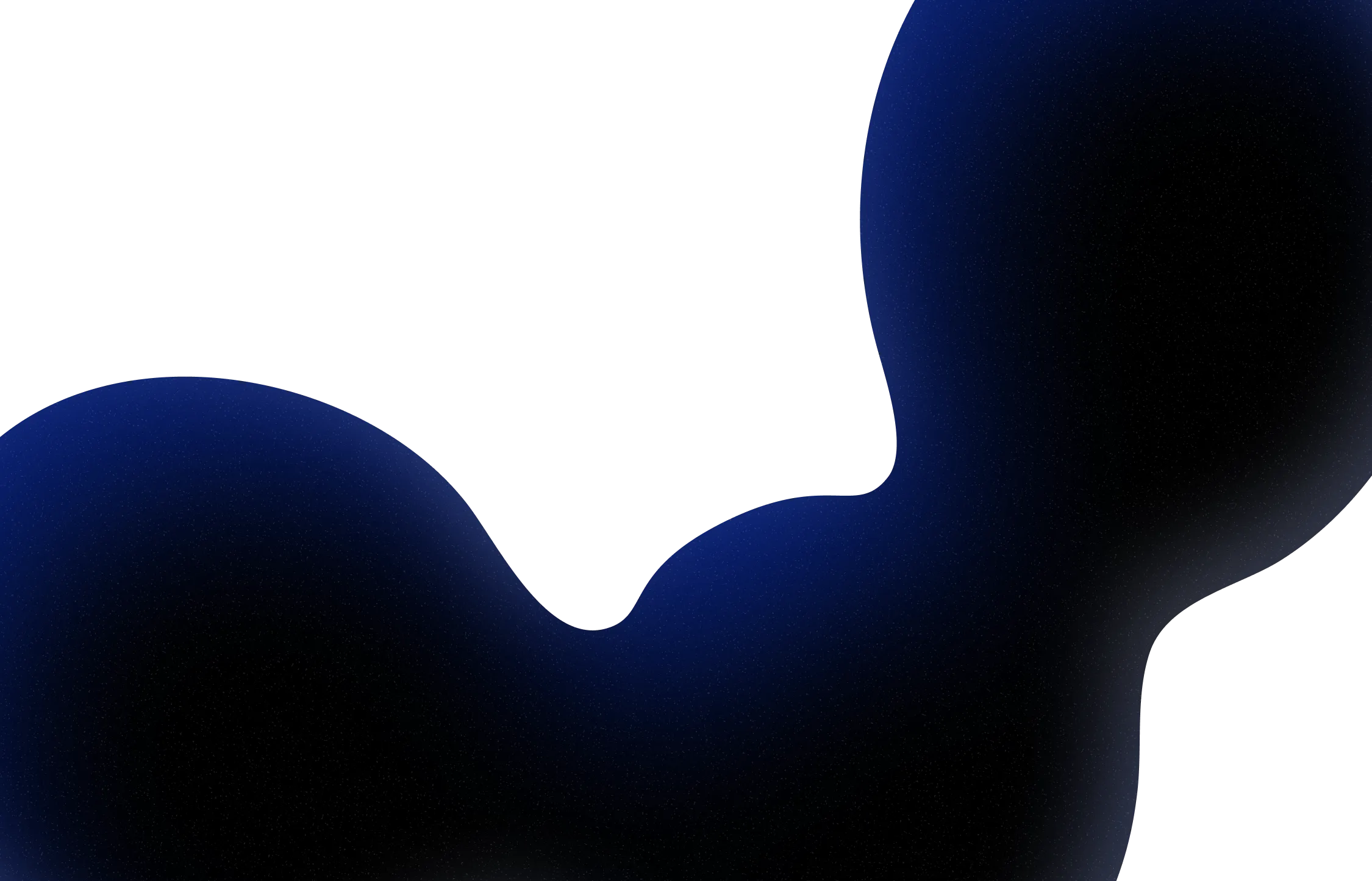 Forme fluide bleu foncé avec dégradé sur fond noir abstrait.