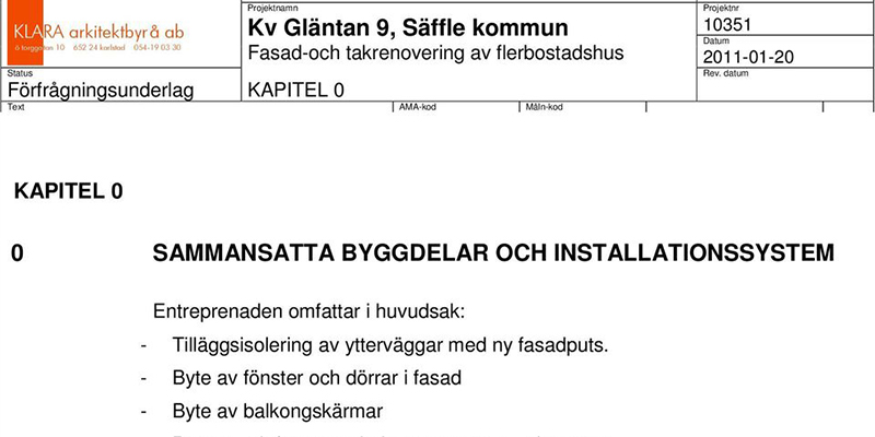 Bild på förfrågningsunderlag renovering av flerbostadshus