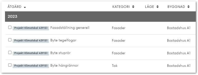 Skärmbild i Planima som visar funktionen Märkning