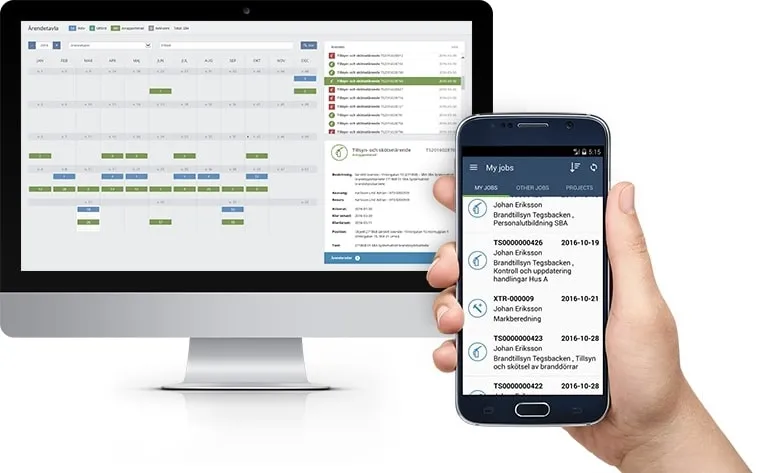 Pondus Pro på datorskärm och smartphone.