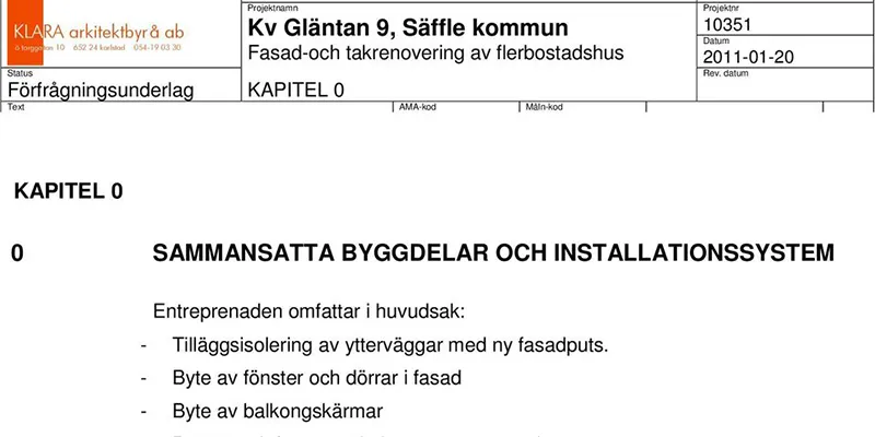 Förfrågningsunderlag för renovering av flerbostadshus