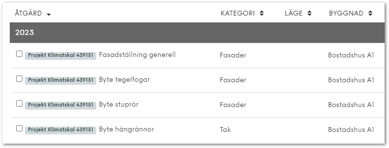 Skärmbild i Planima som visar funktionen Märkning