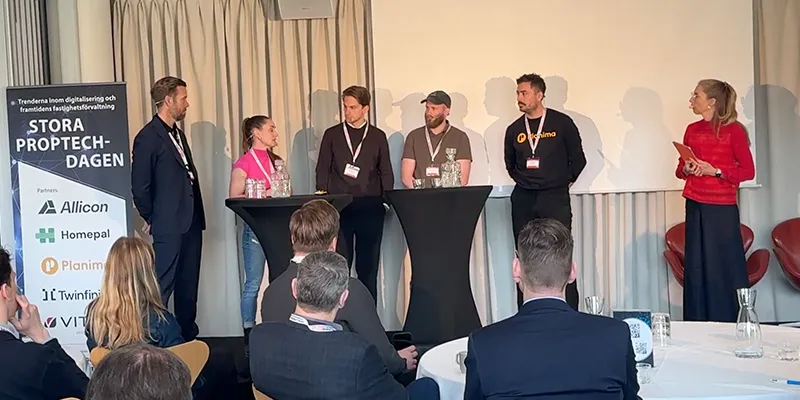 Paneldebatt med proptechbolag, bland annat Planima, på Stora Proptechdagen