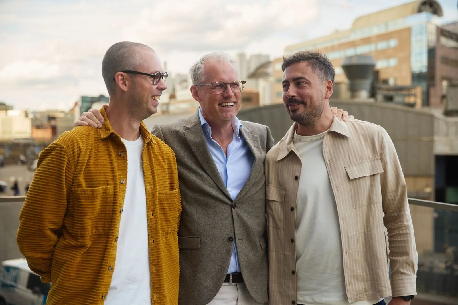 Anton Klintenberg, Erik Syrén och Jens Björk tillsammans efter beskedet om Monterros delägarskap i Planima