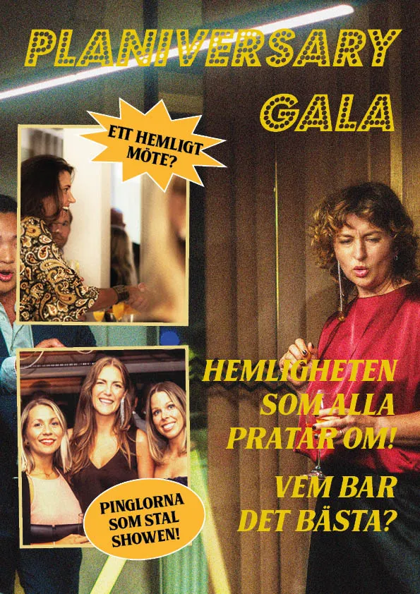 Uppslag ur skämtmagasinet Planiversary Gala med rubriken "Hemligheten som alla pratar om"