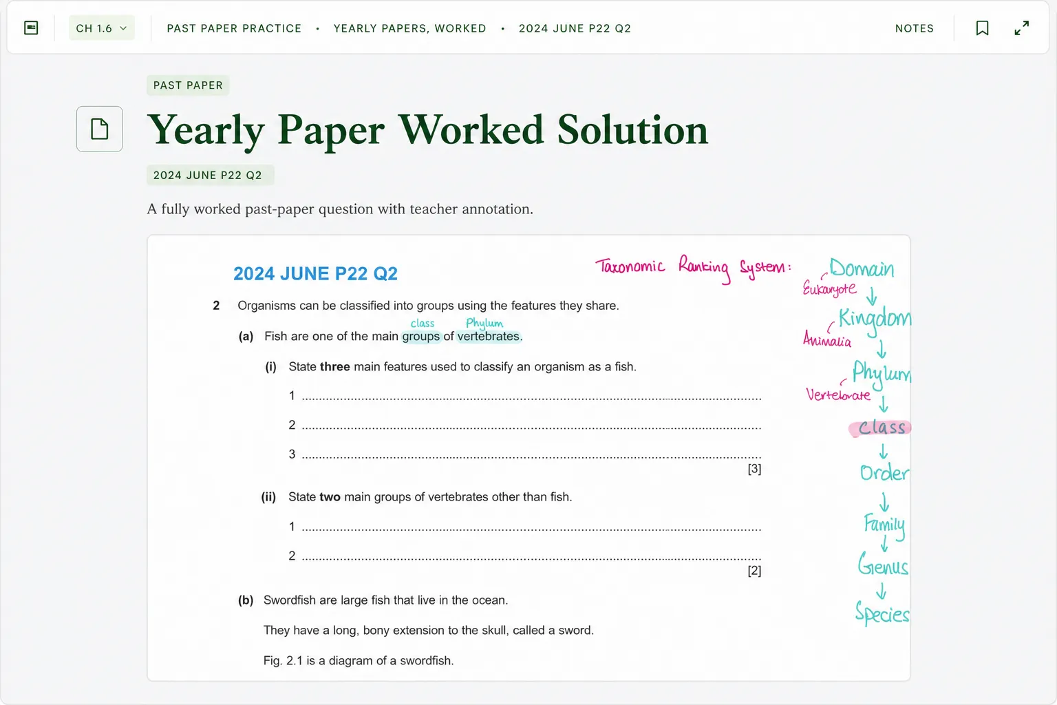 Worked past paper inside Alt Academy