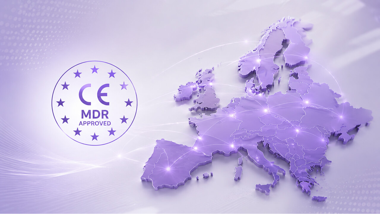 CE MDR approved mark with a map of Europe