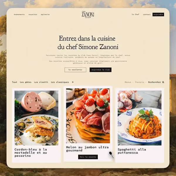 Capture d'écran du site web réalisé pour Club Casa Zanoni