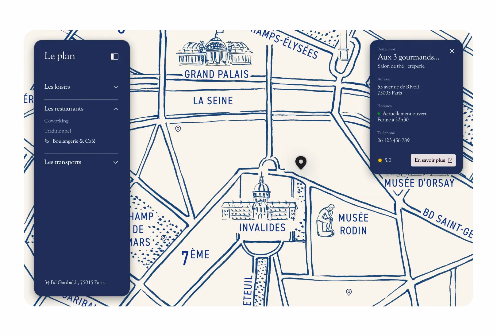 Capture du site web réalisé pour Hôtel Eiffel Segur